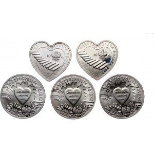III RP, zestaw 5 monet 10 zł - 3x WOŚP 2003 i 2x WOŚP 2012