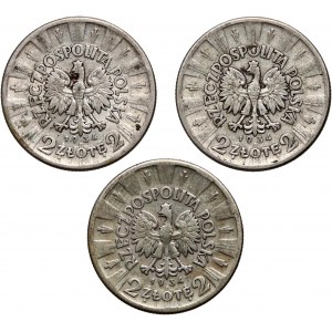 II RP, zestaw 3 x 2 złote 1934, Warszawa, Józef Piłsudski