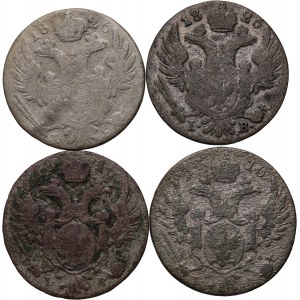 Królestwo Kongresowe, Aleksander I / Mikołaj I, zestaw 4 x 10 groszy z lat 1816-1826