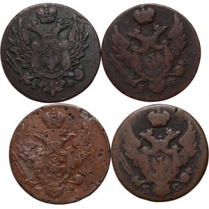 Congress Kingdom, Alexander I / Nicholas I, set of 4 x 1 Polish penny from 1817-1831