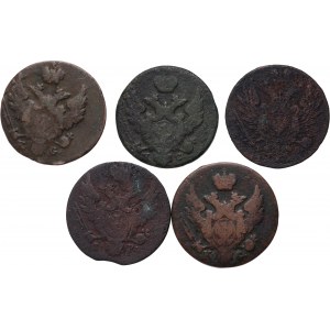 Congress Kingdom, Alexander I / Nicholas I, set of 5 x 1 penny from 1817-1834