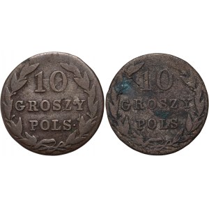 Kongress Königreich, Nikolaus I., Satz von 10 Pfennigen 1828 FH und 10 Pfennige 1830 FH
