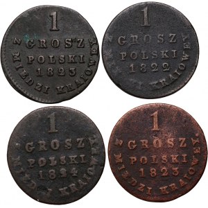 Kongresové království, Alexander I., sada 4 x 1 domácí měděný peníz z let 1822-1824