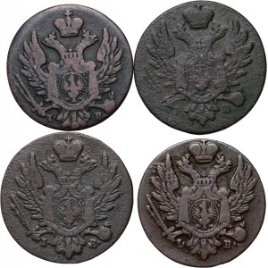 Congressional Kingdom, Alexander I, set of 4 x 1 domestic copper pennies from 1822-1825