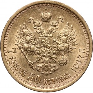 Rusko, Mikuláš II, 7 1/2 rubľa 1897 (АГ), Petrohrad