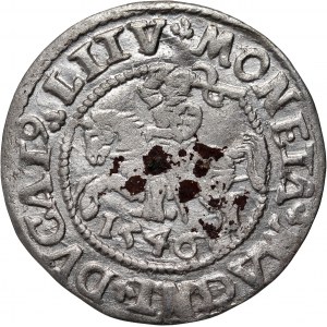 Sigismund II. Augustus, halber Pfennig 1546, Vilnius, gesenkter Schwanz des Pogons