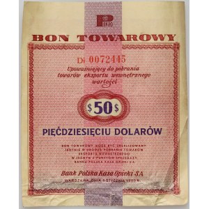 PRL, darčeková poukážka na 50 USD, Pekao, 1.01.1960, séria Di