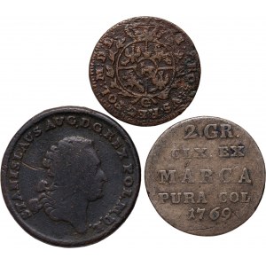 Stanisław August Poniatowski, zestaw 3 monet z lat 1766-1769