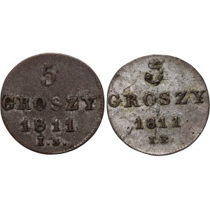 Herzogtum Warschau, Friedrich August I., Satz, 5 Pfennige 1811 IS und 5 Pfennige 1811 IB