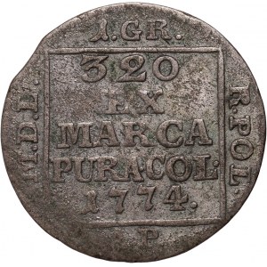 Stanislaw August Poniatowski, silver penny 1774 AP, Warsaw, rare