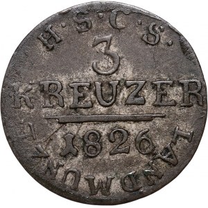 Germany, Saxe-Coburg-Saalfeld, Ernest I, 3 Kreuzer 1826 G, Saalfeld