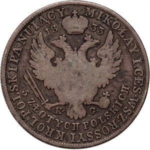 Kongress Königreich, Nikolaus I., 5 Zloty 1833 KG, Warschau