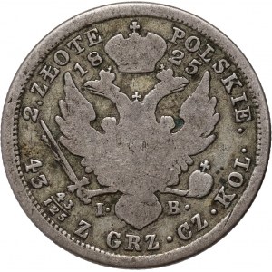 Kongresové kráľovstvo, Alexander I, 2 zloty 1825 IB, Varšava