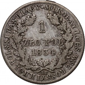 Kongresové kráľovstvo, Mikuláš I., 1 zloty 1834 IP, Varšava