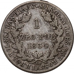 Congress Kingdom, Nicholas I, 1 zloty 1834 IP, Warsaw