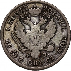 Kongress Königreich, Alexander I, 1 Zloty 1824 IB, Warschau, seltener Jahrgang