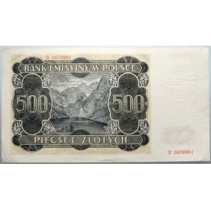 Generalna Gubernia, 500 złotych 1.03.1940, seria B