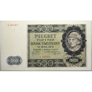 Generalna Gubernia, 500 złotych 1.03.1940, seria A