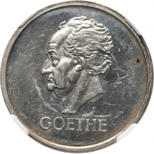 Nemecko, Weimarská republika, 3 marky 1932 A, Berlín, Goethe, Zrkadlová známka, PROOF