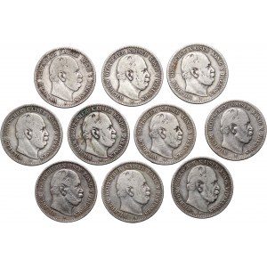 Nemecko, Prusko, Wilhelm I., sada 10 x 2 marky 1876-1877