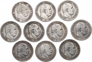 Niemcy, Prusy, Wilhelm I, zestaw 10 x 2 marki 1876-1877