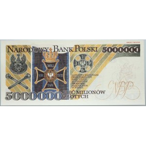 III RP, 5000000 zloty 1995, Jozef Pilsudski, replica of banknote design, AK series