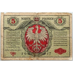 Generalne Gubernatorstwo, 5 marek polskich 9.12.1916, Generał, Biletów, seria A