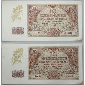 Allgemeine Verwaltung, 2 x 10 Gold 1.03.1940 Serie M