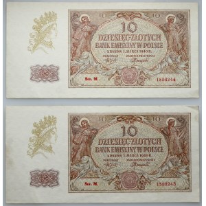 Allgemeine Verwaltung, 2 x 10 Gold 1.03.1940 Serie M