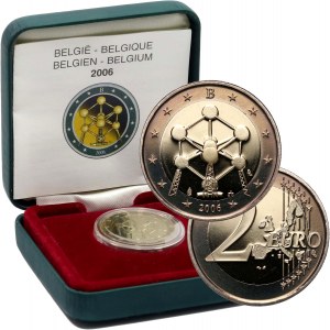 Belgia, 2 Euro 2006, Atom, stempel lustrzany, PROOF