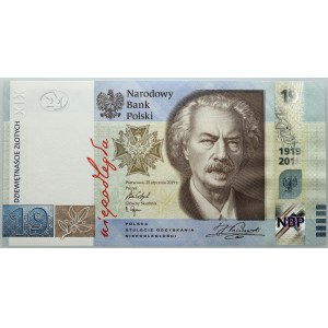 III RP, 19 zl 2019, 100. výročie PWPW, Ignacy Paderewski series RP