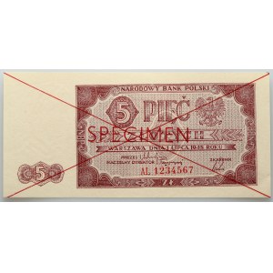 PRL, 5 Zloty 1.07.1948, Serie AL, SPECIMEN