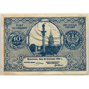 II RP, 10 groszy 28.04.1924, Bilet zdawkowy