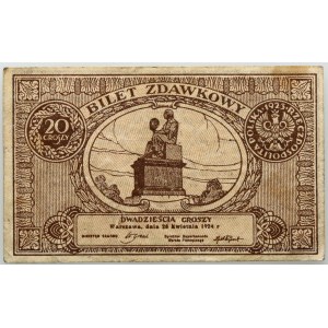 II RP, 20 groszy 28.04.1924, Bilet zdawkowy