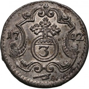 August III, 3 haléře (ternar) 1742 FWóF, Drážďany