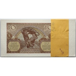 Generalna Gubernia, niepełna paczka bankowa, 40 x 10 złotych 1.03.1940, seria J