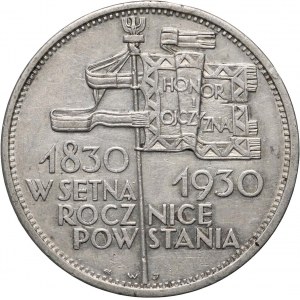 II RP, 5 zloty 1930, Warsaw, Banner, shallow stamp