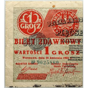 II RP, 1 Grosz 28.04.1924, Fahrkartenausweis, Serie AP