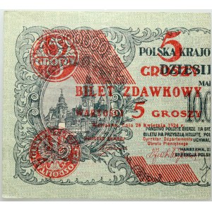 II RP, 5 groszy 28.04.1924, Bilet zdawkowy