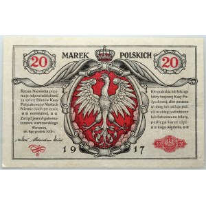 Generalgouvernement, 20 polnische Mark 9.12.1916, Jeneral, Serie A