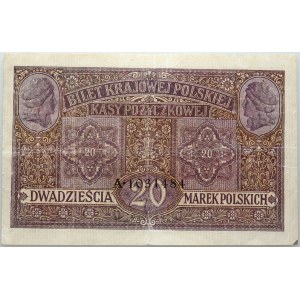 Generalgouvernement, 20 polnische Mark 9.12.1916, Jeneral, Serie A