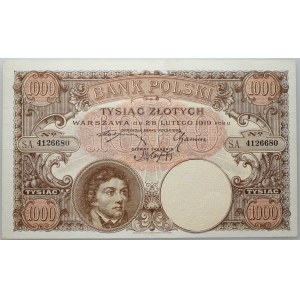 II RP, 1000 Zloty 28.02.1919, S.A. Serie.