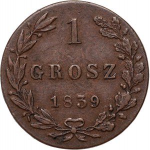 Ruské rozdělení, Mikuláš I., penny 1839 MW, Varšava