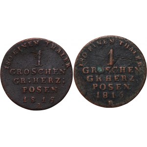Grand Duchy of Poznan, set of 1 penny 1816 A and 1 penny 1816 B