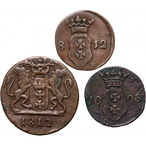 Slobodné mesto Gdansk, sada 3 mincí z rokov 1808-1812