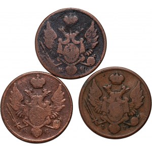 Congress Kingdom, Nicholas I, set of 3 x 3 Polish pennies from 1832-1834