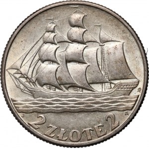 II RP, 2 Zloty 1936, Warschau, Segelschiff