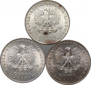 PRL, zestaw 3 monet z lat 1987-1988