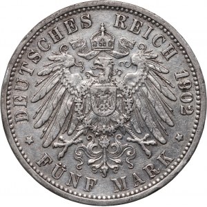 Nemecko, Bádensko, Friedrich I, 5 mariek 1902, Karlsruhe