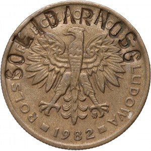 PRL, 2 Zloty 1982, gestempelt SOLIDARNOSC Aufschrift